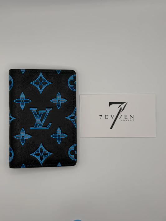 Monogram Shadow Blue Pocket Organizer